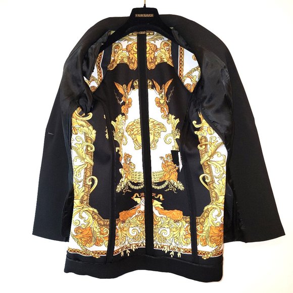 Authentic Versace Medusa Single Breasted Wool Blazer, Black, Silk Lined, Size 46 - Picture 3 of 11